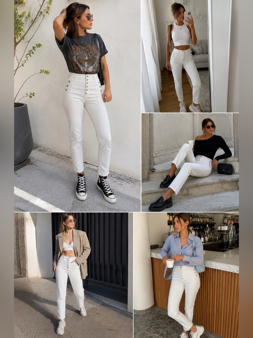 J Brand Natasha Blanc Button-Fly Jeans